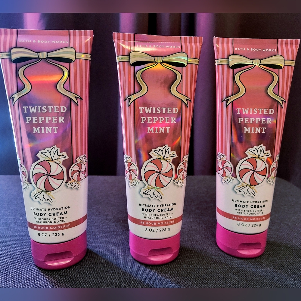 Bath & Body Works Twisted Peppermint Body Cream - Bundle of 3